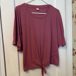 🩷 Old Navy Women's Dusty Rose Tie-Front Top Sz XL